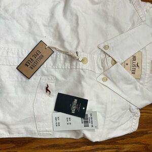 Hollister White Button-Up Shirt
